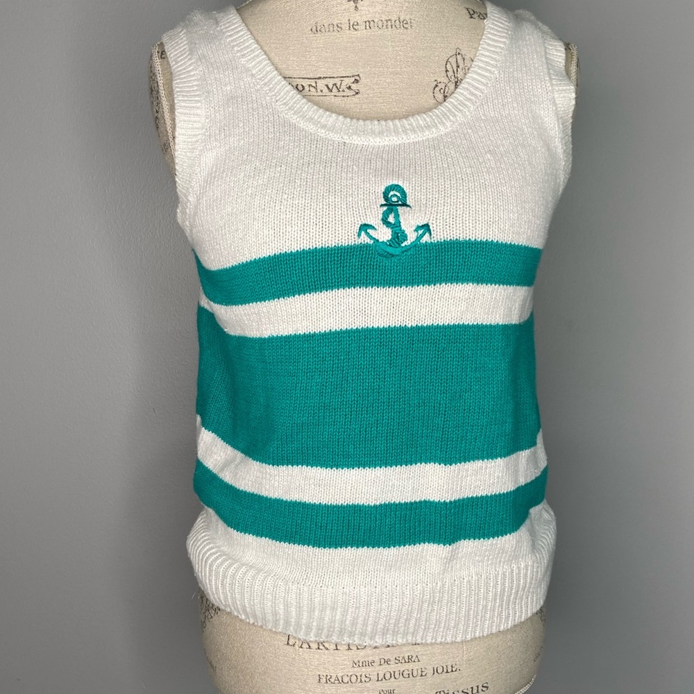 Headliners L Vintage Tank Top Lightweight Sweater Nautical